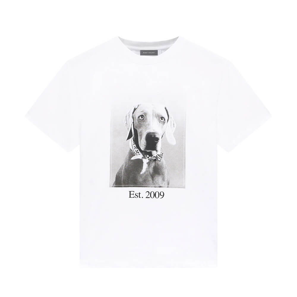 Mint Velvet Luna Dog White Graphic Cotton T-Shirt